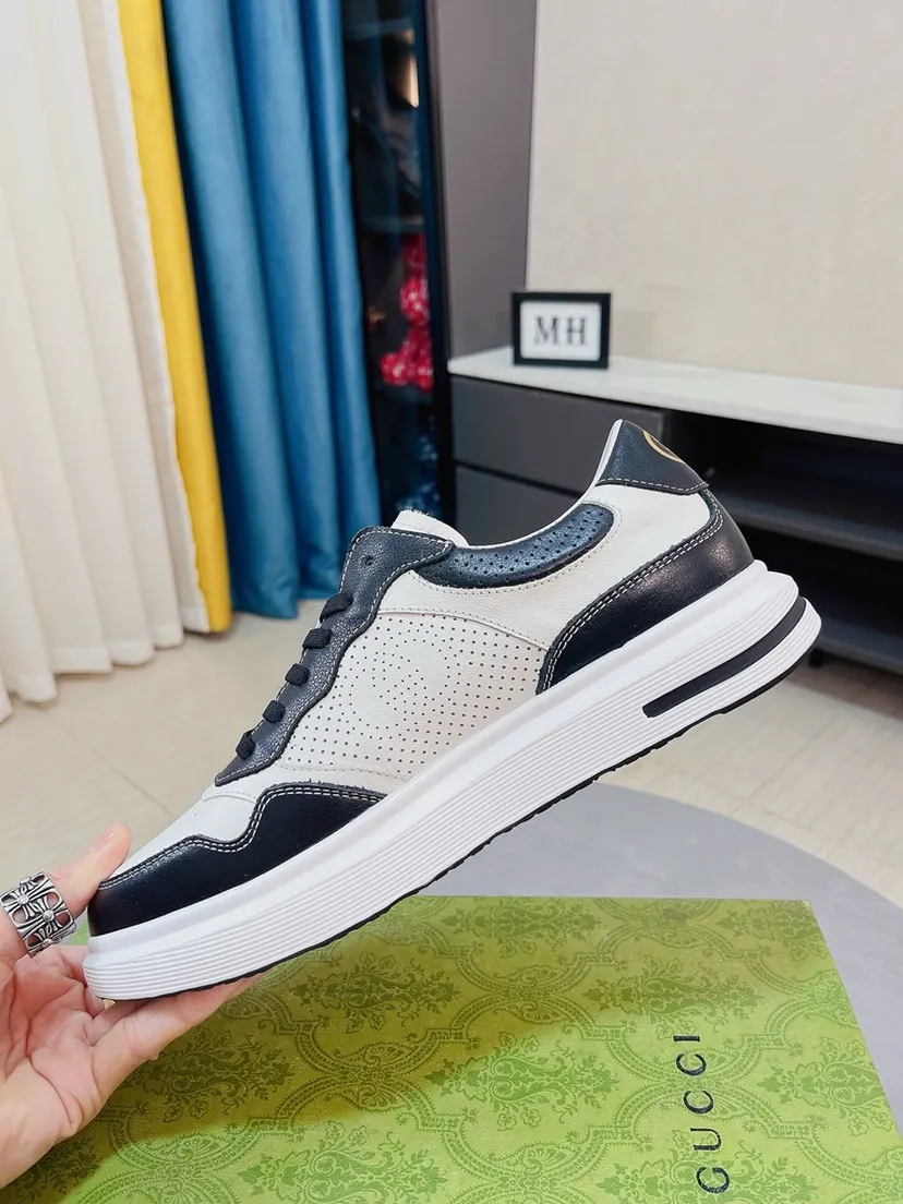 Men's shoes 💰458🌹🌹GUCCI [Gucci] New high-end men's shoes brand, the latest fashionable casual men's shoes, trendy and versatile style, relaxed and sporty style, uppers imported from Italy, first-layer cowhide embossed, genuine leather lining and ultra-fine workmanship. Original personalized fashionable rubber wear-resistant outsole, light and comfortable on the foot, size 38-44